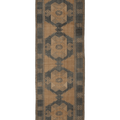 Vintage Malatya Turkish Runner Rug 4x12 ft — Beige & Blue Geometric