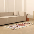 Vintage Konya Turkish Runner Rug 3x7 ft — Beige & Brown Geometric