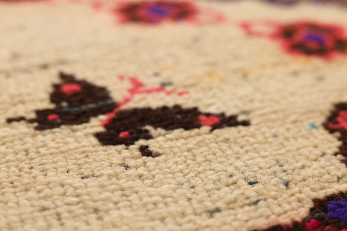 Vintage Konya Turkish Runner Rug 3x7 ft — Beige & Brown Geometric