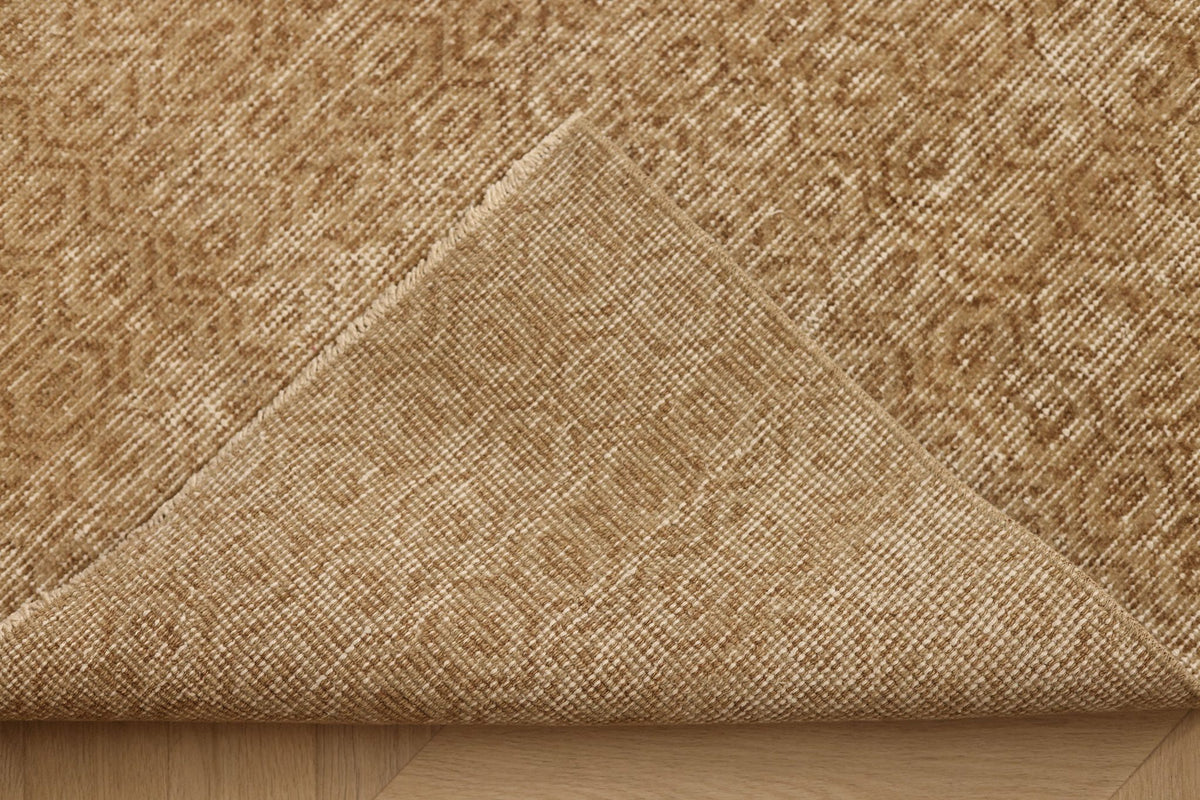 Vintage Isparta Turkish Runner Rug 2x12 ft — Beige & Brown Geometric