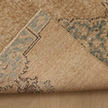 Vintage Isparta Turkish Runner Rug 2x4 ft — Beige & Blue Distressed