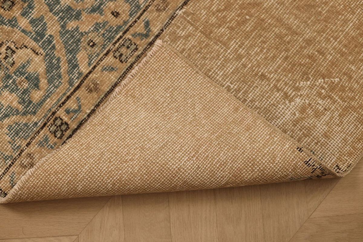 Vintage Isparta Turkish Runner Rug 2x5 ft — Beige & Blue Distressed (No. 56884)