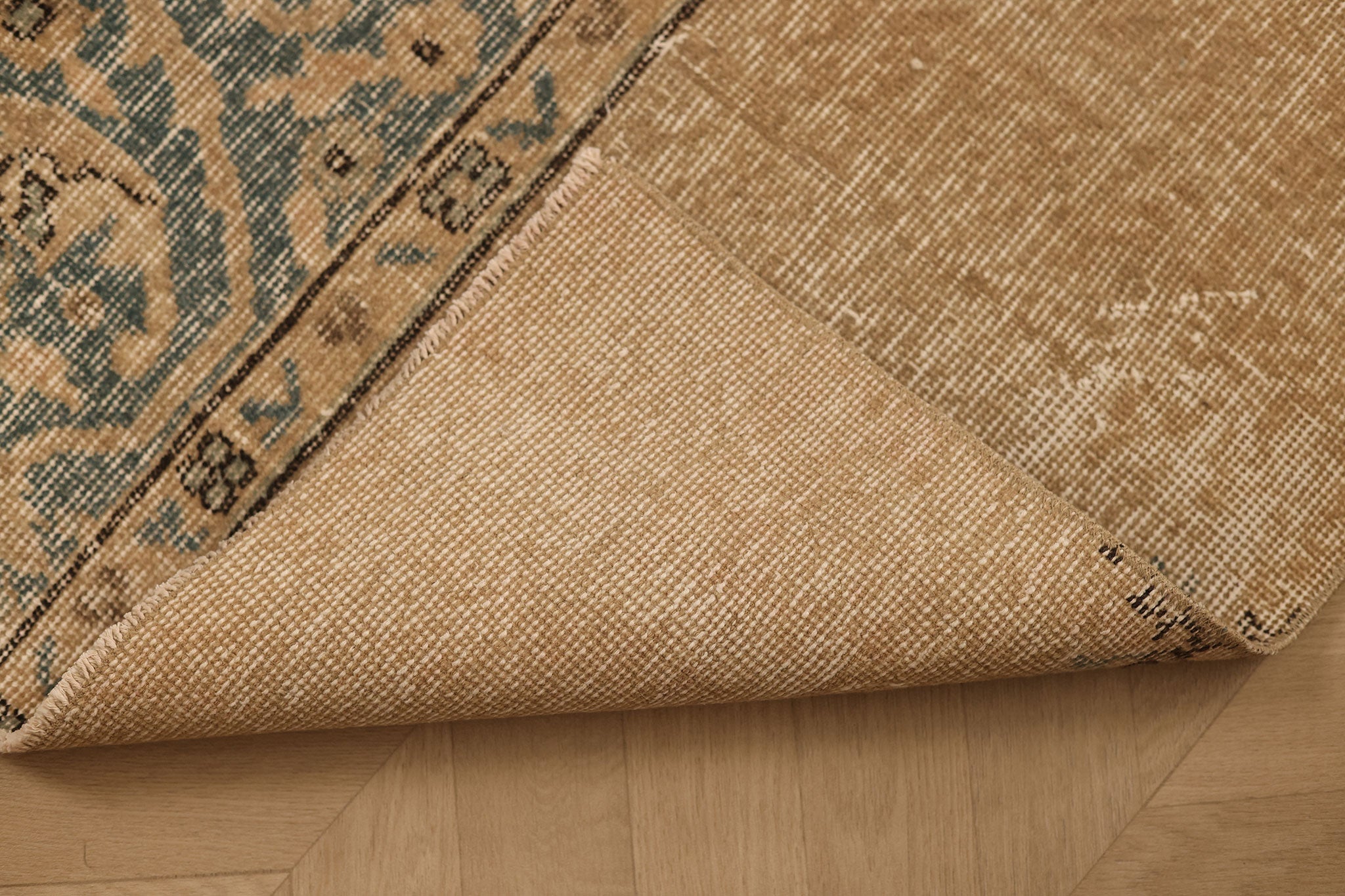 Vintage Isparta Turkish Runner Rug 2x5 ft — Beige & Blue Distressed (No. 56884)