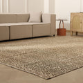 Vintage Isparta Turkish Area Rug 7x10 ft — Beige & Brown Floral (No. 56914)