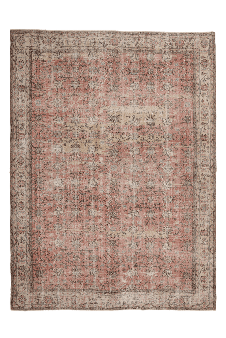 Vintage Isparta Turkish Area Rug 7x10 ft — Pink & Red Floral