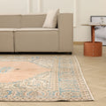Vintage Isparta Turkish Area Rug 7x10 ft — Orange & Blue Floral