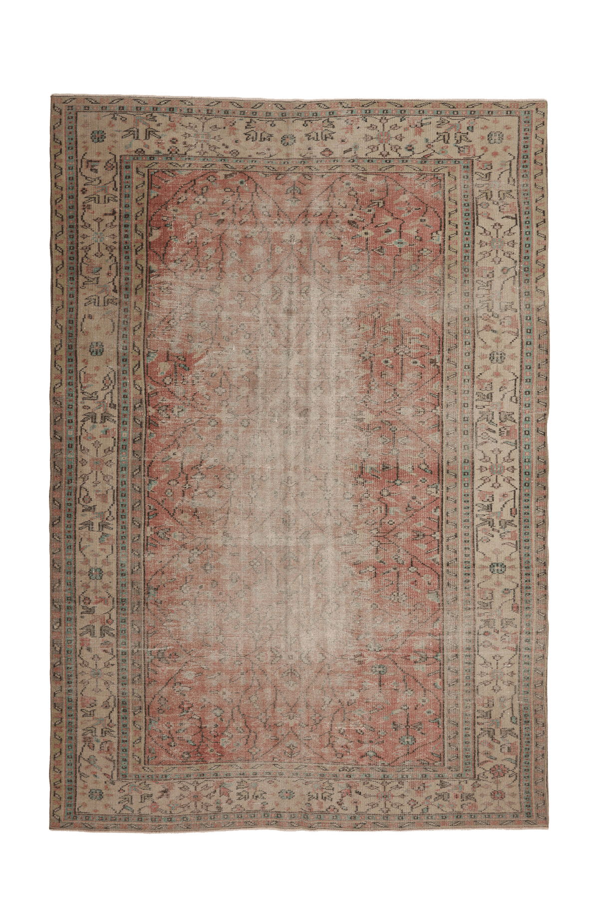 Vintage Manisa Turkish Area Rug 7x10 ft — Red Floral