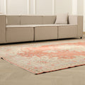 Vintage Manisa Turkish Area Rug 7x10 ft — Red & Beige Floral