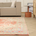 Vintage Manisa Turkish Area Rug 7x10 ft — Red & Beige Floral