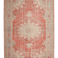 Vintage Manisa Turkish Area Rug 7x10 ft — Red & Beige Floral