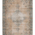 Vintage Isparta Turkish Area Rug 6x11 ft — Beige & Blue Floral