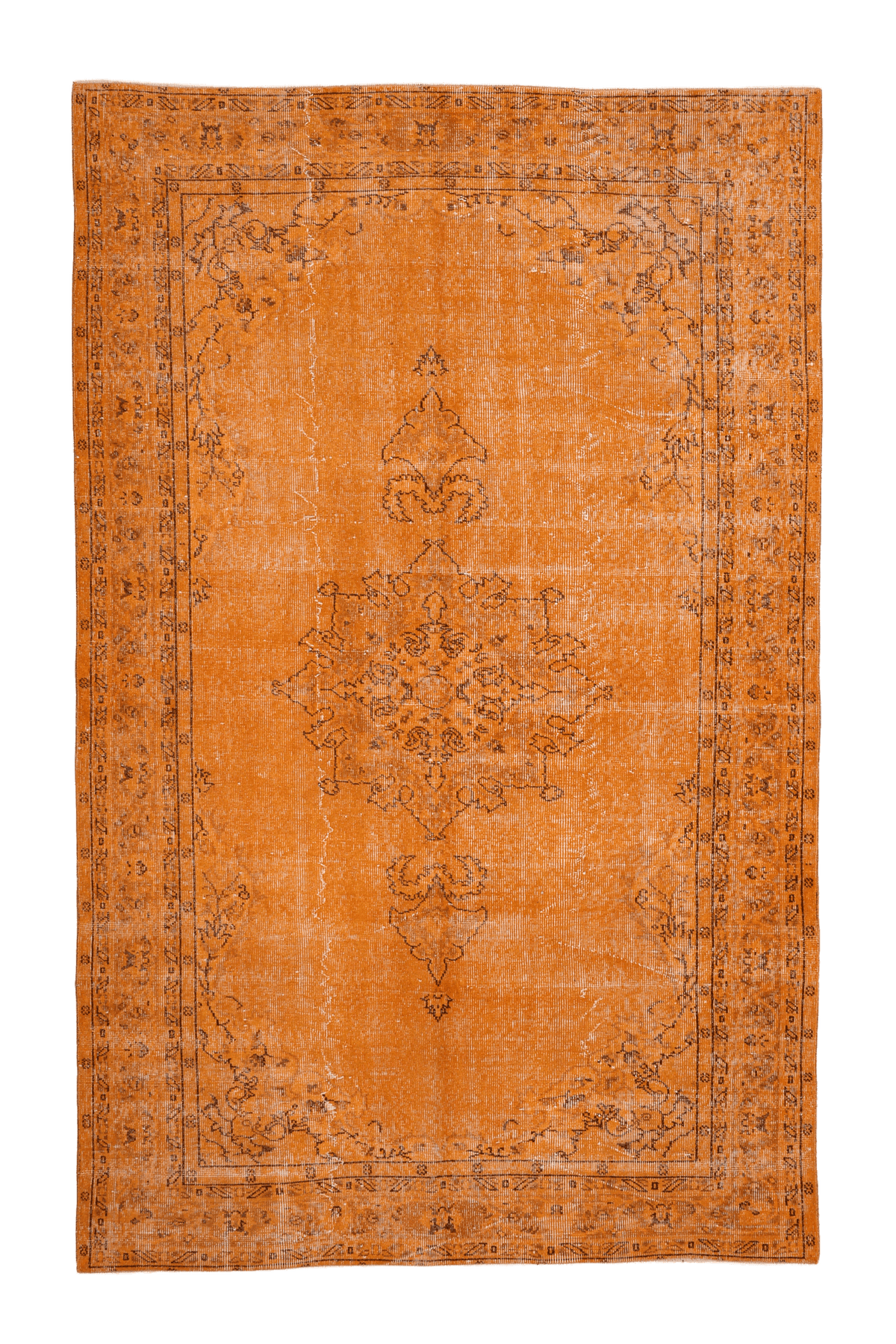 Vintage Isparta Turkish Area Rug 5x9 ft — Yellow & Orange Overdyed