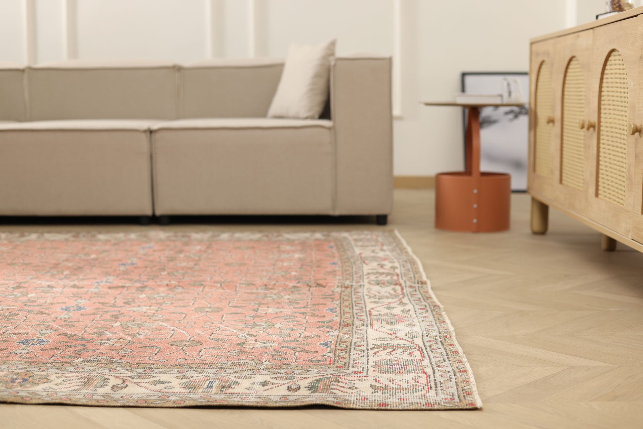 Vintage Isparta Turkish Area Rug 7x10 ft — Red Floral