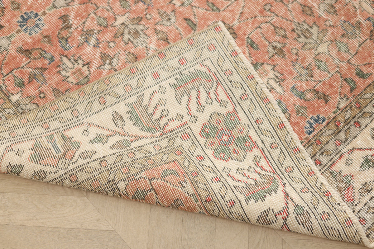 Vintage Isparta Turkish Area Rug 7x10 ft — Red Floral