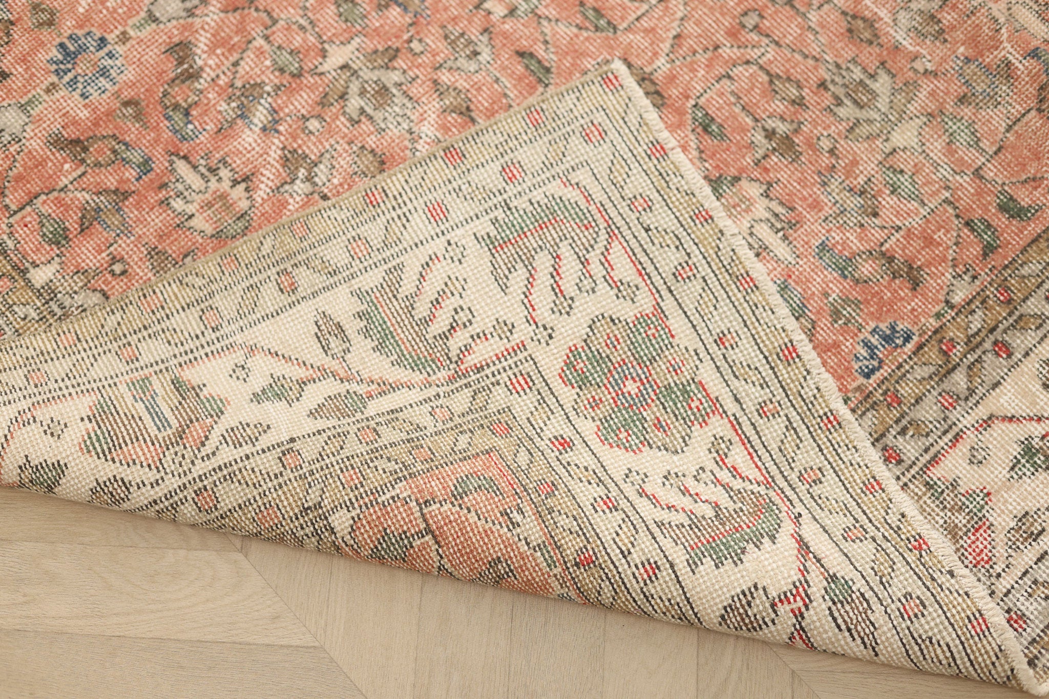 Vintage Isparta Turkish Area Rug 7x10 ft — Red Floral