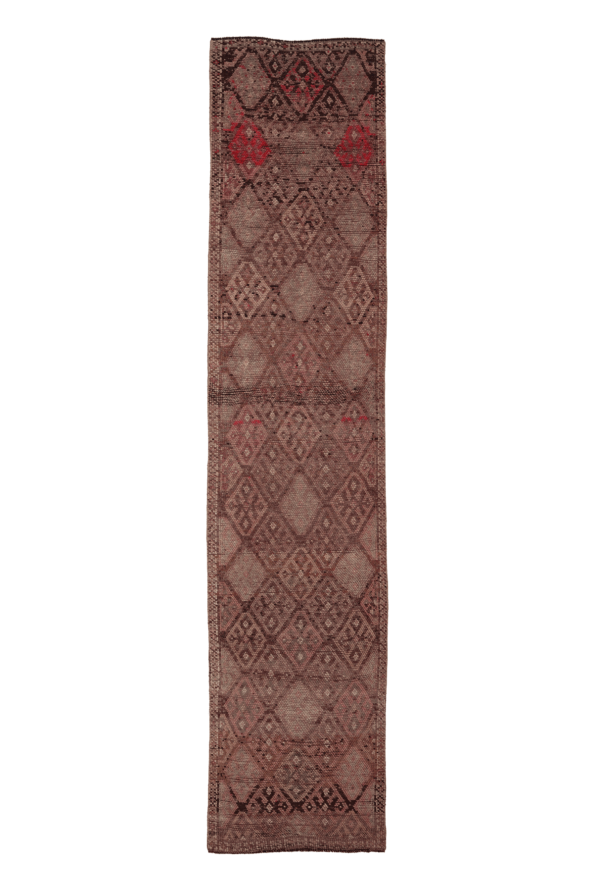 Vintage Southeastern Persian Style Runner Rug 3x13 ft — Brown & Gray Geometric