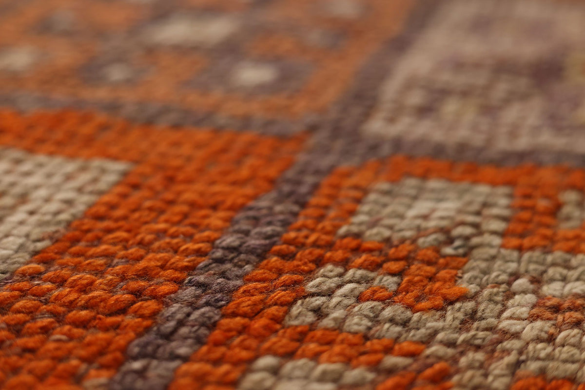 Vintage Southeastern Persian Style Runner Rug 3x11 ft — Orange & Brown Geometric