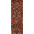 Vintage Southeastern Persian Style Runner Rug 3x11 ft — Orange & Brown Geometric
