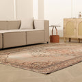 Vintage Manisa Turkish Area Rug 6x8 ft — Orange & Gray Distressed