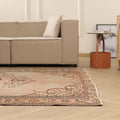 Vintage Manisa Turkish Area Rug 6x8 ft — Orange & Gray Distressed