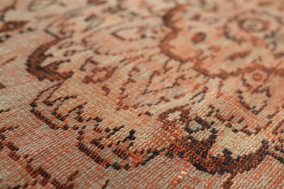 Vintage Manisa Turkish Area Rug 6x8 ft — Orange & Gray Distressed