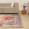 Vintage Manisa Turkish Area Rug 7x9 ft — Red Floral