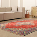 Vintage Manisa Turkish Area Rug 6x8 ft — Red Floral