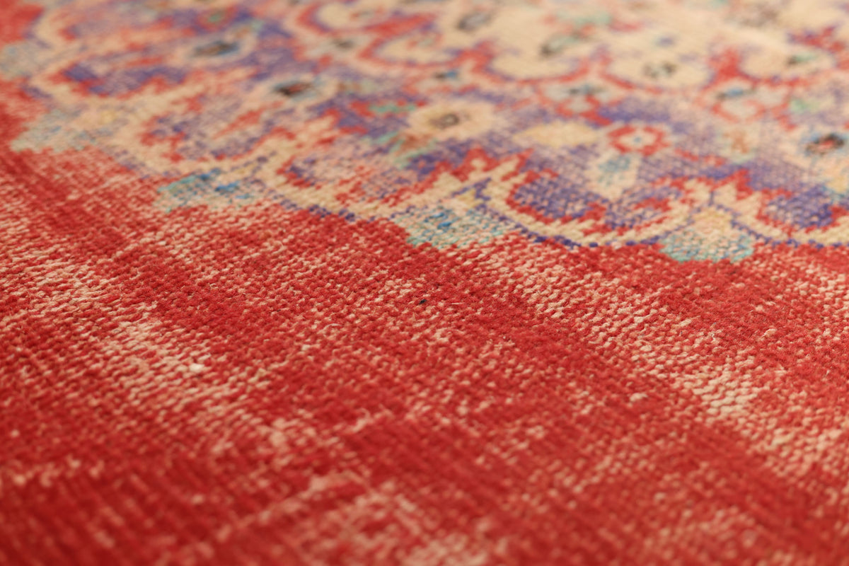Vintage Manisa Turkish Area Rug 6x8 ft — Red Floral