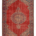 Vintage Manisa Turkish Area Rug 6x8 ft — Red Floral