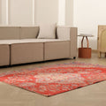 Vintage Manisa Turkish Area Rug 4x6 ft — Red Floral