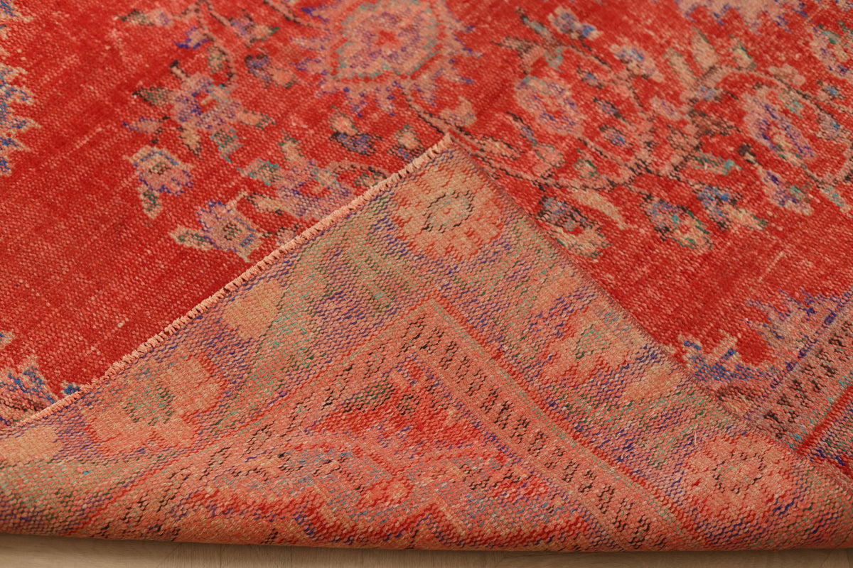 Vintage Manisa Turkish Area Rug 4x6 ft — Red Floral