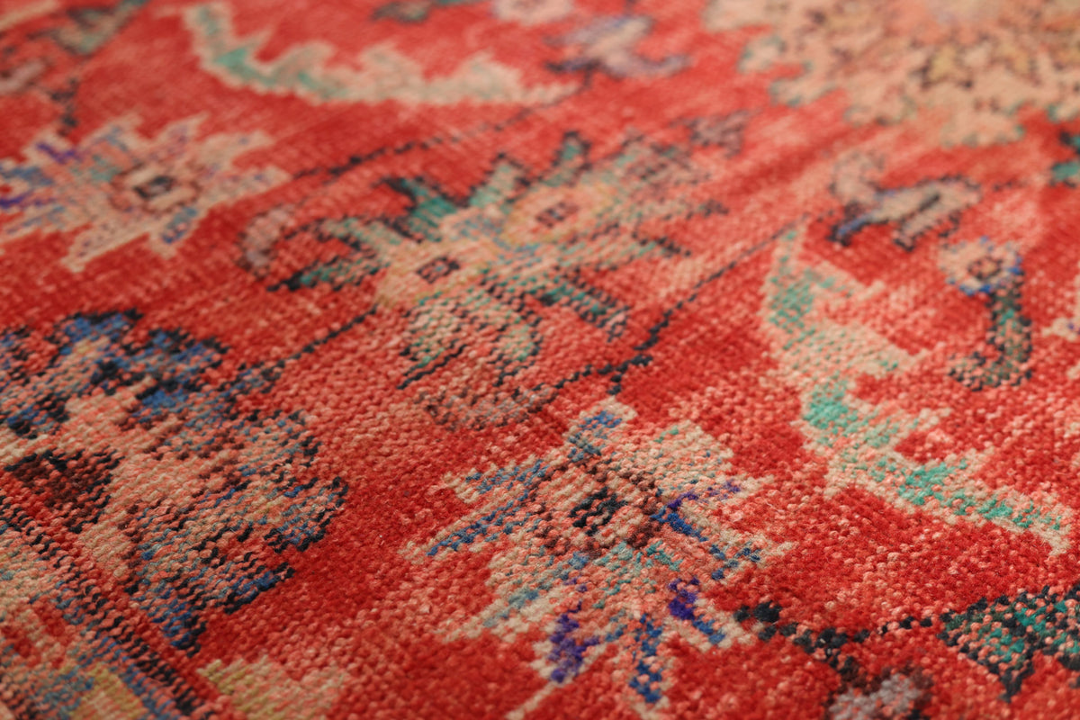 Vintage Manisa Turkish Area Rug 5x9 ft — Red Floral (No. 57724)