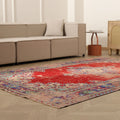 Vintage Manisa Turkish Area Rug 6x9 ft — Red Floral (No. 57733)