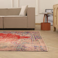 Vintage Manisa Turkish Area Rug 6x9 ft — Red Floral (No. 57733)