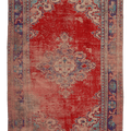 Vintage Manisa Turkish Area Rug 6x9 ft — Red Floral (No. 57733)