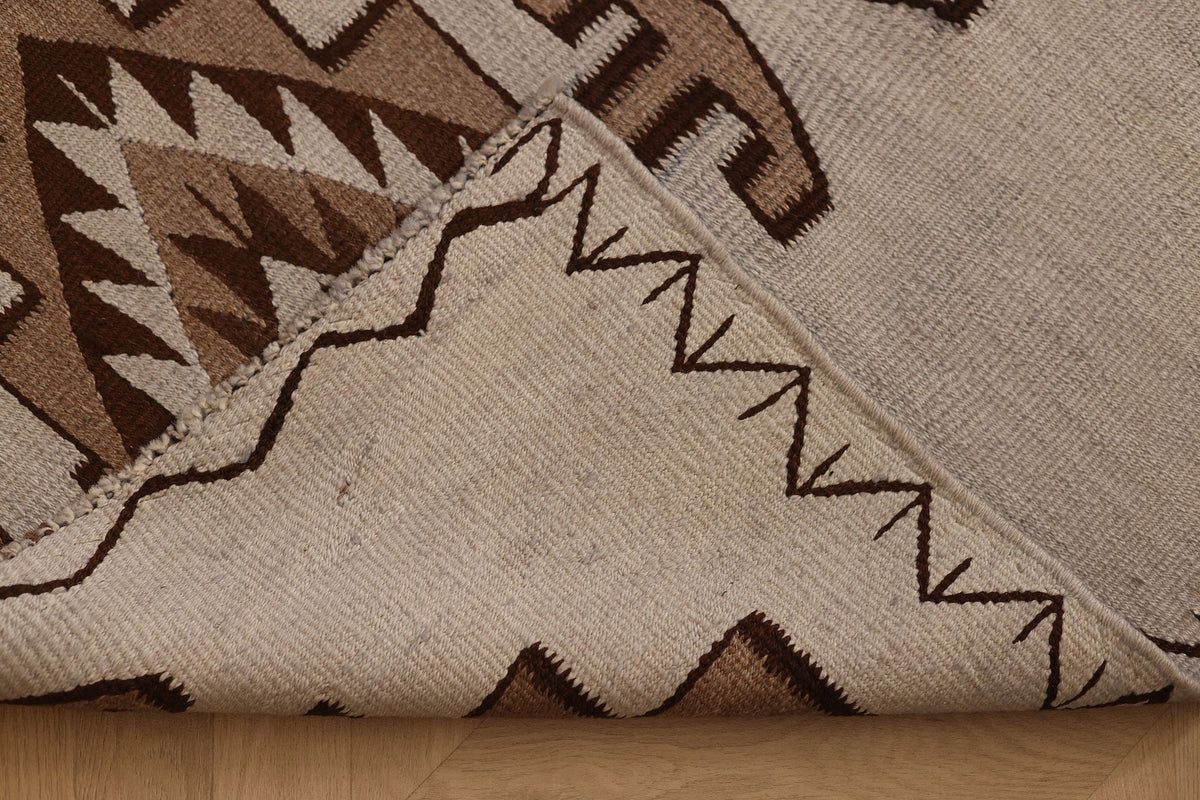 Vintage Southeastern Persian Style Runner Rug 3x12 ft — Beige & Brown Geometric
