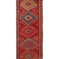 Vintage Southeastern Persian Style Kilim Runner Rug 3x11 ft — Red & Orange Geometric