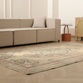 Vintage Manisa Turkish Area Rug 5x9 ft — Beige Floral (No. 57785)