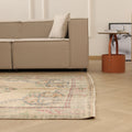 Vintage Manisa Turkish Area Rug 5x9 ft — Beige Floral (No. 57785)