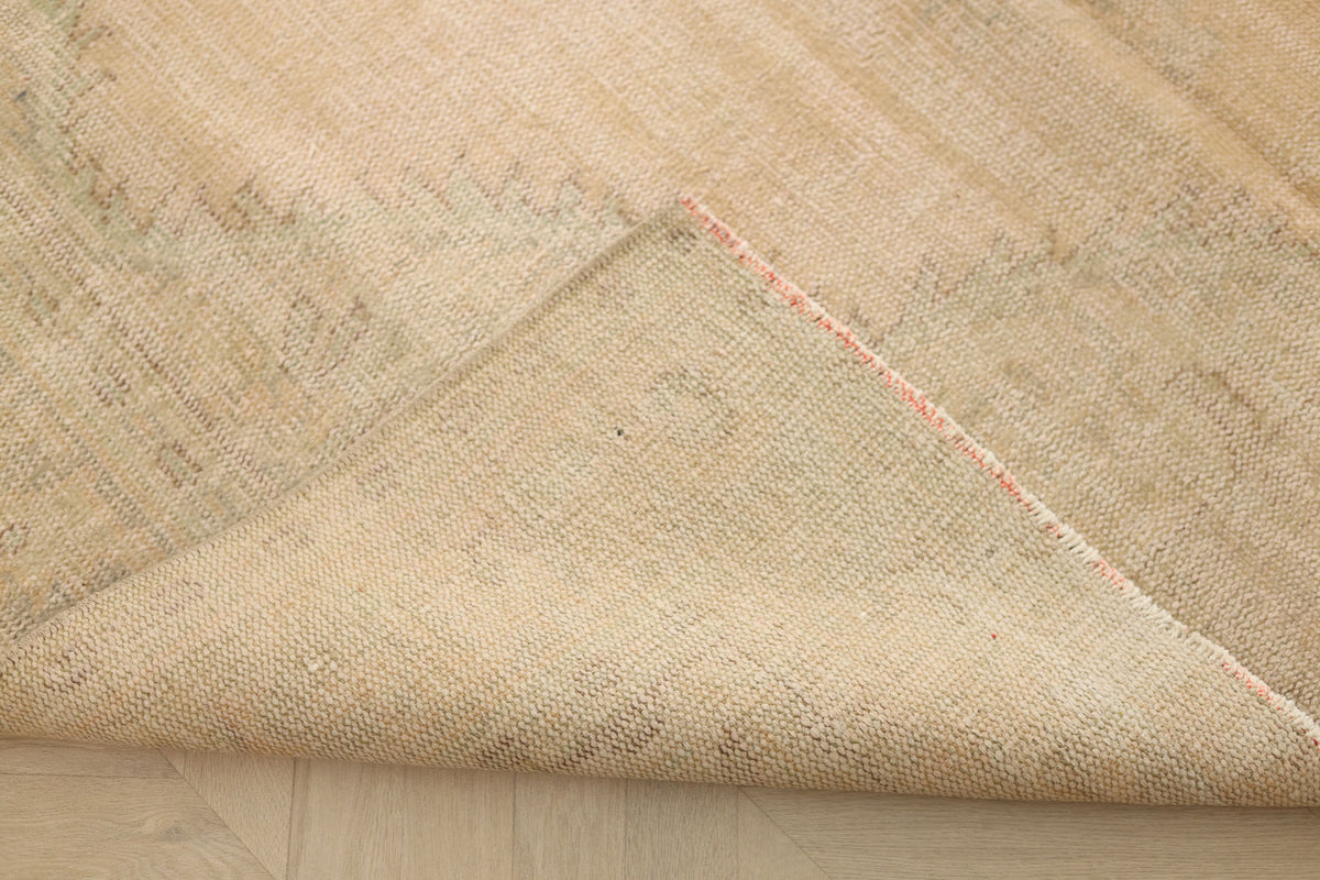 Vintage Manisa Turkish Area Rug 6x9 ft — Orange & Beige Floral (No. 57786)