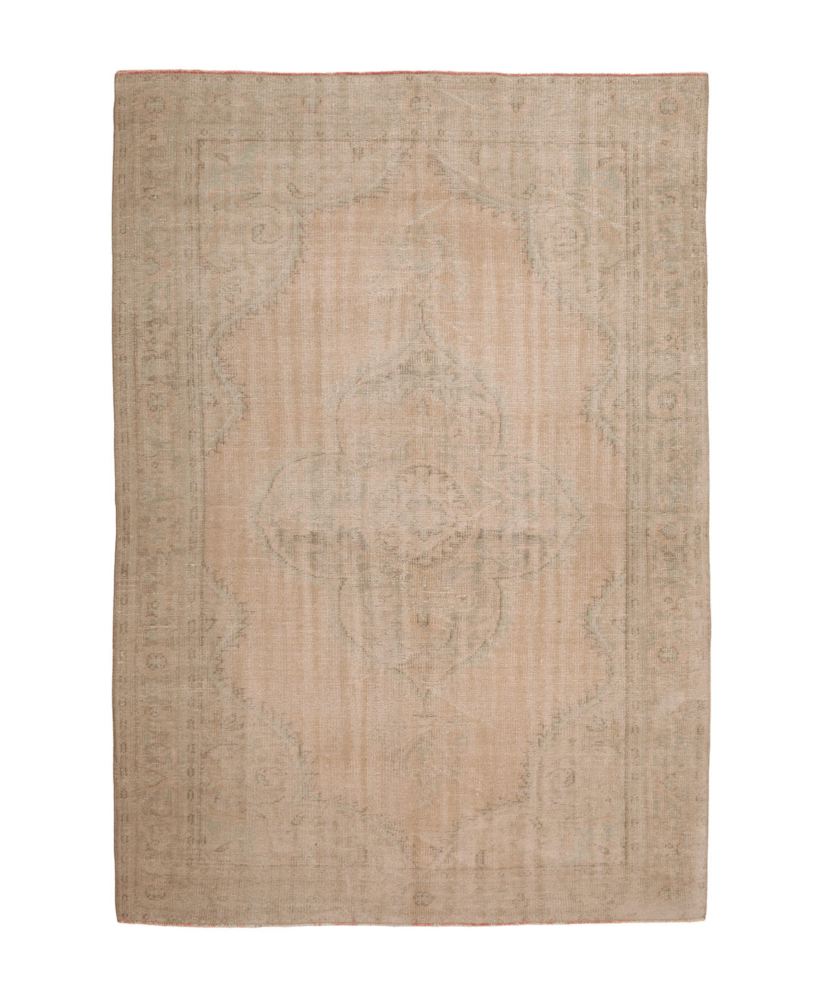Vintage Manisa Turkish Area Rug 6x9 ft — Orange & Beige Floral (No. 57786)