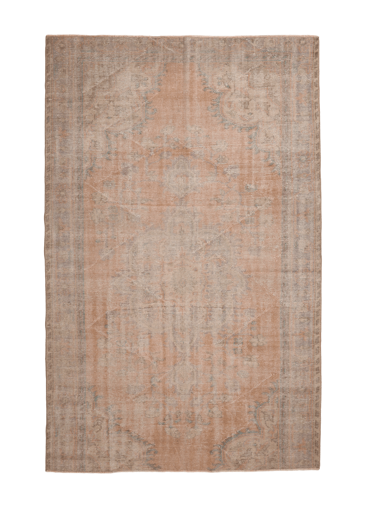 Vintage Manisa Turkish Area Rug 5x9 ft — Orange Floral (No. 57787)