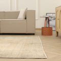 Vintage Manisa Turkish Area Rug 6x9 ft — Beige Floral (No. 57789)