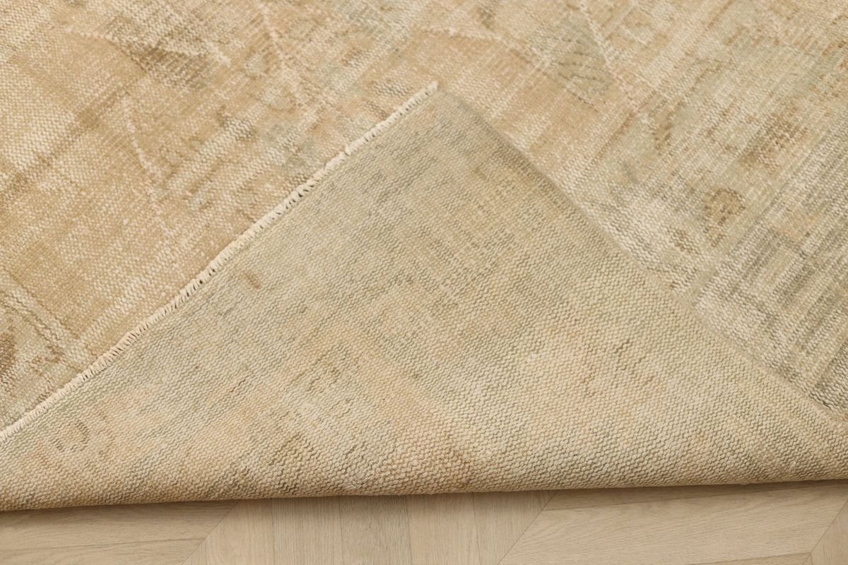 Vintage Manisa Turkish Area Rug 6x9 ft — Beige Floral (No. 57789)