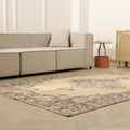 Vintage Manisa Turkish Area Rug 5x8 ft — Beige & Brown Floral (No. 57790)
