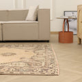 Vintage Manisa Turkish Area Rug 5x8 ft — Beige & Brown Floral (No. 57790)