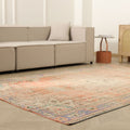 Vintage Manisa Turkish Area Rug 6x9 ft — Orange Floral (No. 57792)