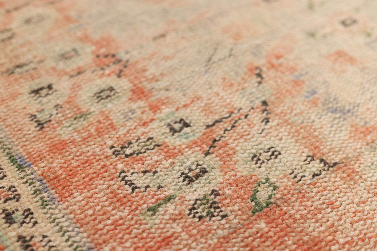 Vintage Manisa Turkish Area Rug 6x9 ft — Orange Floral (No. 57792)