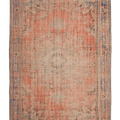 Vintage Manisa Turkish Area Rug 6x9 ft — Orange Floral (No. 57792)