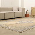 Vintage Manisa Turkish Area Rug 6x9 ft — Beige Floral (No. 57793)